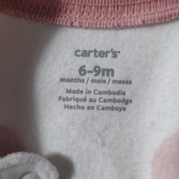 NWT Carter's Baby Girl Long Sleeve Sleeper Sleeping Bag size 6-9 month winter - Picture 5 of 8